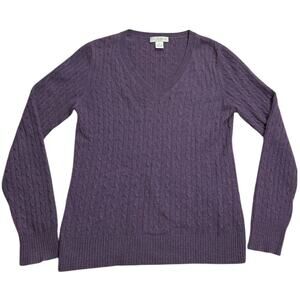 Kenar Cashmere Sweater Cable Knit V Neck 2 Ply Y2K Style Womens Sz Medium Purple